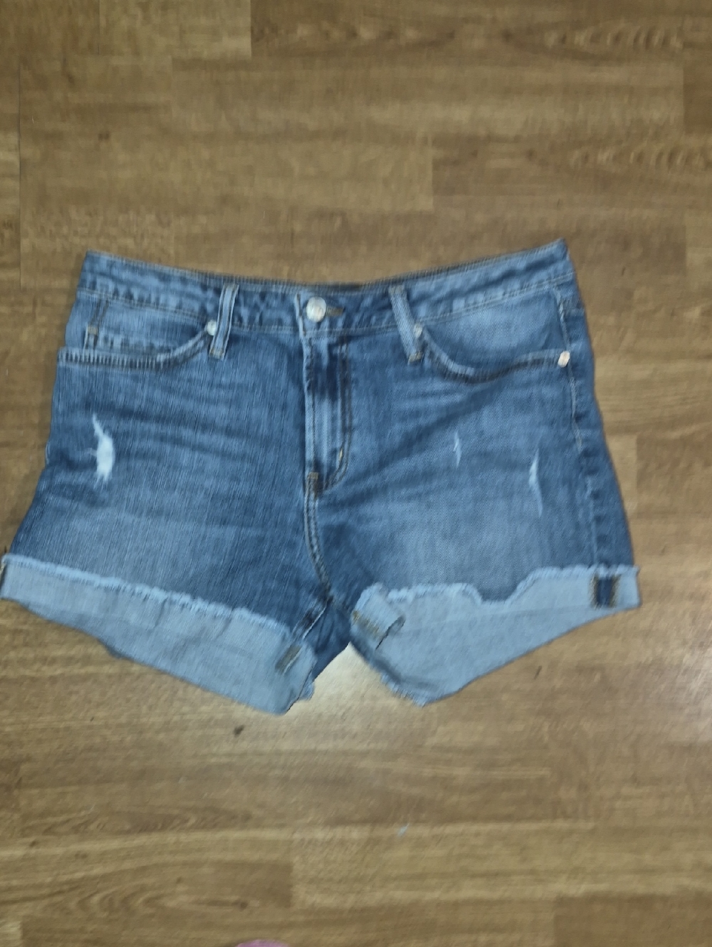 Women's Blue Denim Rolled Hem Shorts Size 30